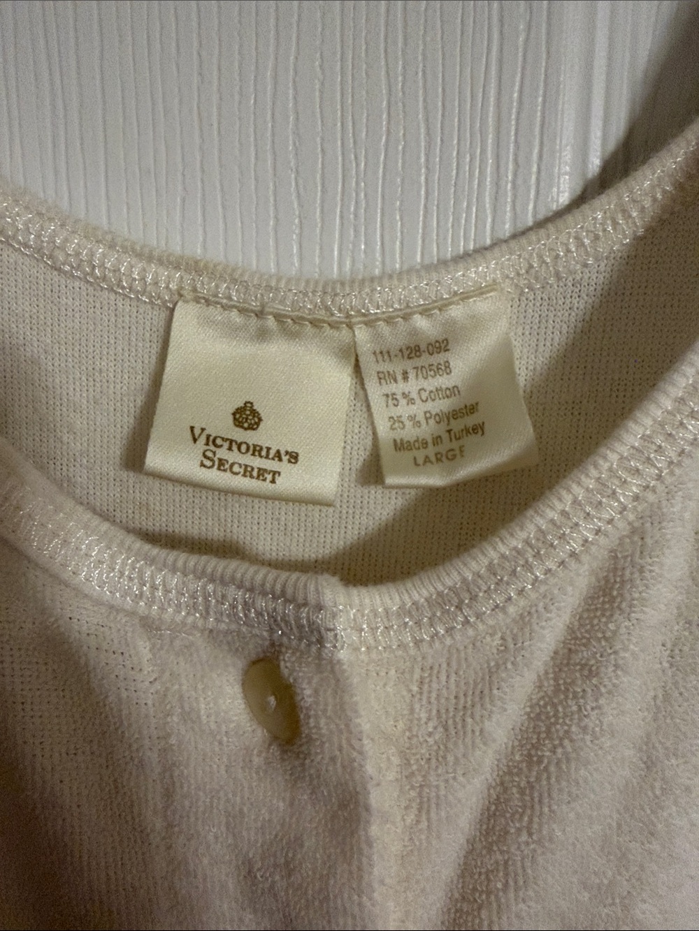 VTG 80s Victoria's Secret Gold Label Terry Cloth Midi Spa Dress Cream Size Large - Picture 2 of 10